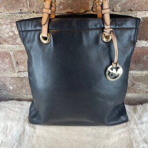 Michael Kors Jet Set Black Leather Tote Shoulder Bag